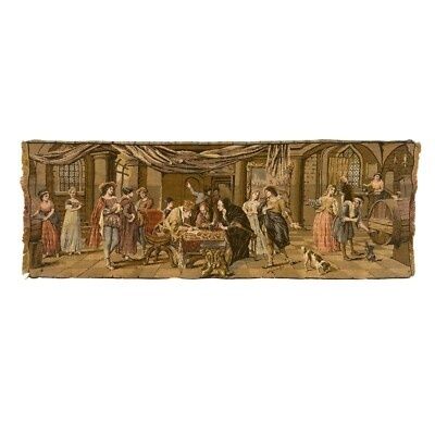 Scène ancienne de banquet avec convives réunis autour d
